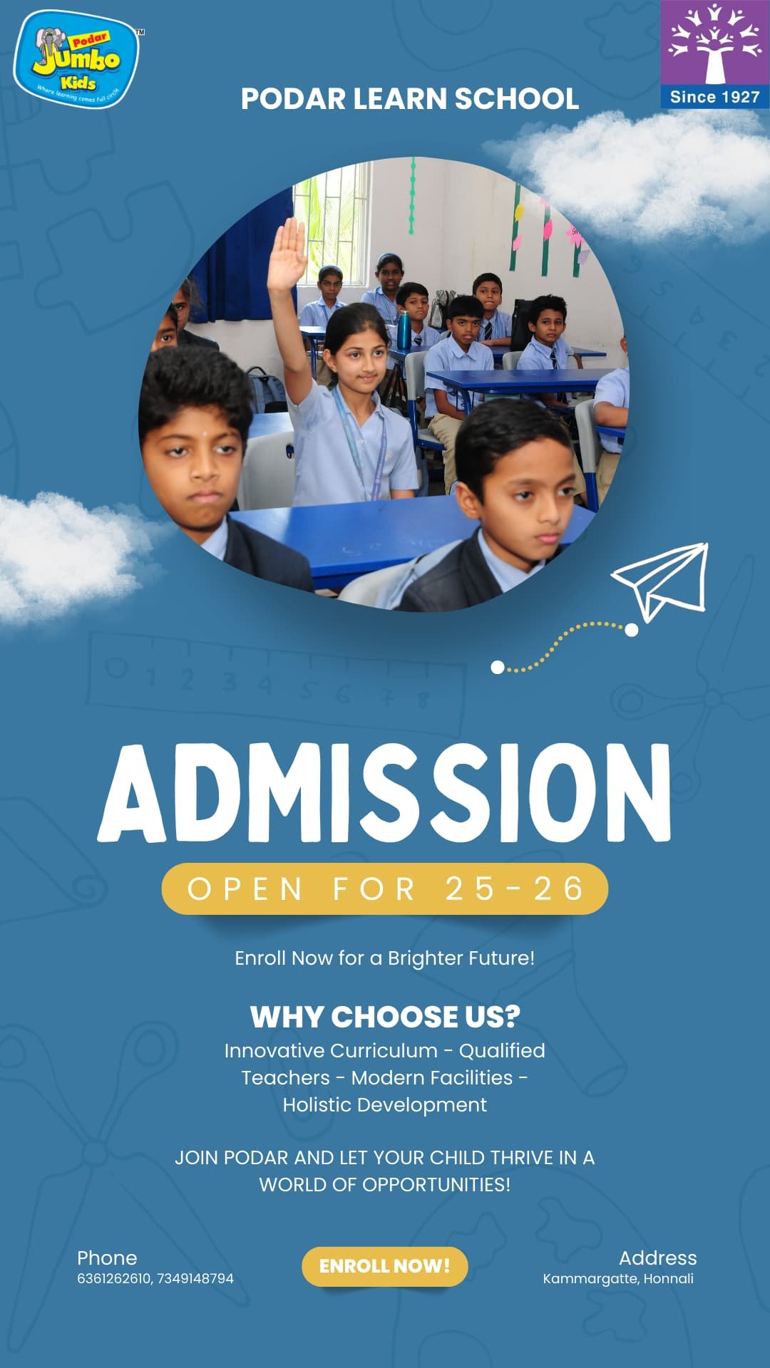 Admission - Podar Learn School Honnali Image